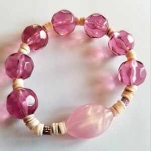 Handmade pink bracelet bubblegum barbiecore sea shell vintage upcycled